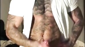 Tatted Stud Strokes His Big Cock Solo
