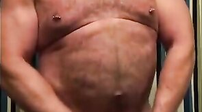 Amateur Daddy Bear Jacks Off In Bathroom Solo