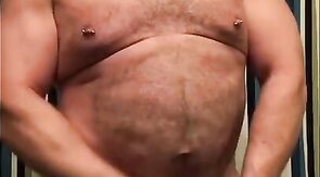 Amateur Daddy Bear Jacks Off In Bathroom Solo