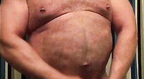 Amateur Daddy Bear Jacks Off In Bathroom Solo