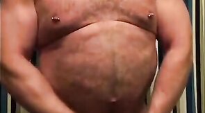 Amateur Daddy Bear Jacks Off In Bathroom Solo