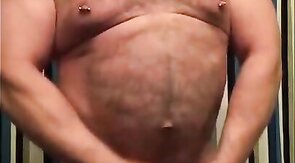 Amateur Daddy Bear Jacks Off In Bathroom Solo