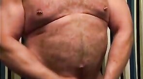 Amateur Daddy Bear Jacks Off In Bathroom Solo