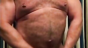 Amateur Daddy Bear Jacks Off In Bathroom Solo