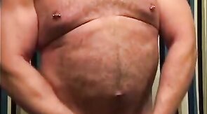 Amateur Daddy Bear Jacks Off In Bathroom Solo