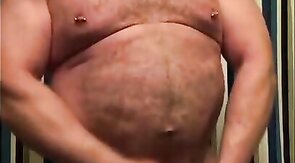 Amateur Daddy Bear Jacks Off In Bathroom Solo