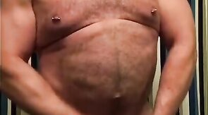 Amateur Daddy Bear Jacks Off In Bathroom Solo