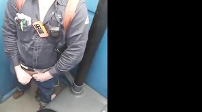 Bearded Hunk Strokes Cock Outdoors in a Porty Potty