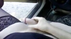 Crossdresser bear jerking off outdoors in nylons