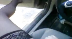 Crossdresser bear jerking off outdoors in nylons