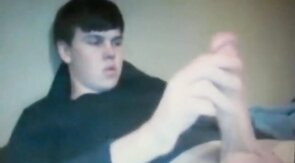 Chubby Guy Strokes His Huge Cock on Cam