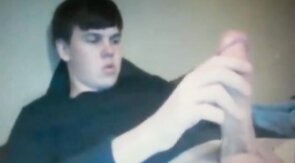Chubby Guy Strokes His Huge Cock on Cam