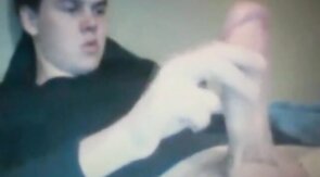 Chubby Guy Strokes His Huge Cock on Cam