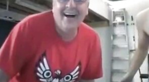 Dancing Daddy Bear Flashes His Big Cock on Webcam