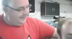Dancing Daddy Bear Flashes His Big Cock on Webcam