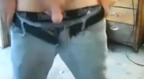 Dancing Daddy Bear Flashes His Big Cock on Webcam