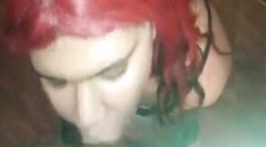 Femboy Crossdresser Sucks Big Cock and Swallows