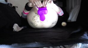 Twink Slut Fucks His Huge Purple Dildo