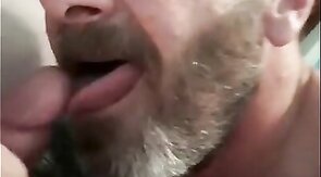 Daddy's Blowjob Practice with Amateur Bear Couple