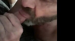 Daddy's Blowjob Practice with Amateur Bear Couple