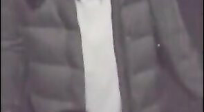 Asian Crossdresser Cums Outside