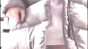 Asian Crossdresser Cums Outside