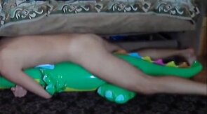 Twink Rides His Inflatable Alligator Sex Toy