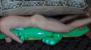 Twink Rides His Inflatable Alligator Sex Toy
