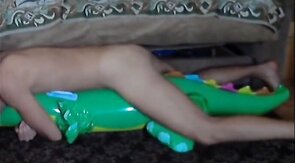 Twink Rides His Inflatable Alligator Sex Toy