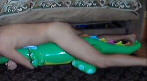 Twink Rides His Inflatable Alligator Sex Toy