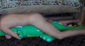 Twink Rides His Inflatable Alligator Sex Toy