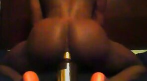 Crossdresser Twink Rides a Bottle on Webcam