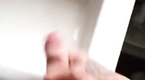 Tattooed Hunk Strokes His Big Cock Alone