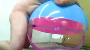 Daddy Plays with Inflatable Beach Ball Sex Toy