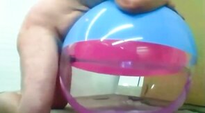 Daddy Plays with Inflatable Beach Ball Sex Toy