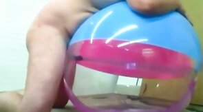 Daddy Plays with Inflatable Beach Ball Sex Toy
