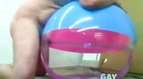 Daddy Plays with Inflatable Beach Ball Sex Toy