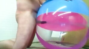 Daddy Plays with Inflatable Beach Ball Sex Toy