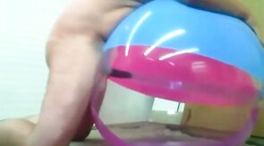 Daddy Plays with Inflatable Beach Ball Sex Toy