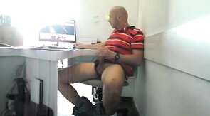 Big-Cock Daddy Jacks Off at Work