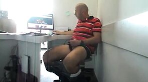 Big-Cock Daddy Jacks Off at Work