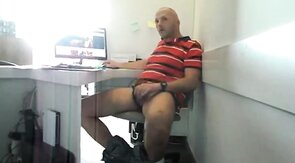 Big-Cock Daddy Jacks Off at Work