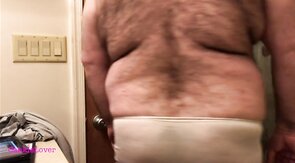 Fat Bear Strokes Clitty and Plays with Belly and Breasts