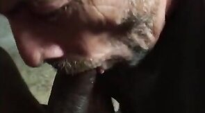 Grandpa Sucks My Interracial Dick (No Cum)