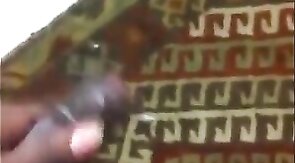 Black Amateur Strokes His Big Uncut Cock