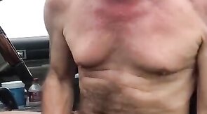 Redneck Daddy Strokes Outdoors