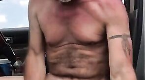 Redneck Daddy Strokes Outdoors