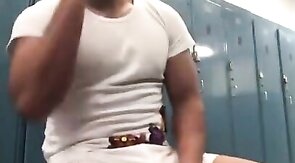 Hunk Takes Big Black Cock in the Gym