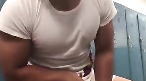 Hunk Takes Big Black Cock in the Gym