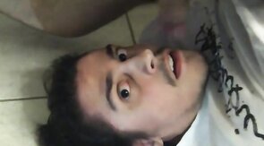 Self-sucking hunk masturbates and tastes his own cum